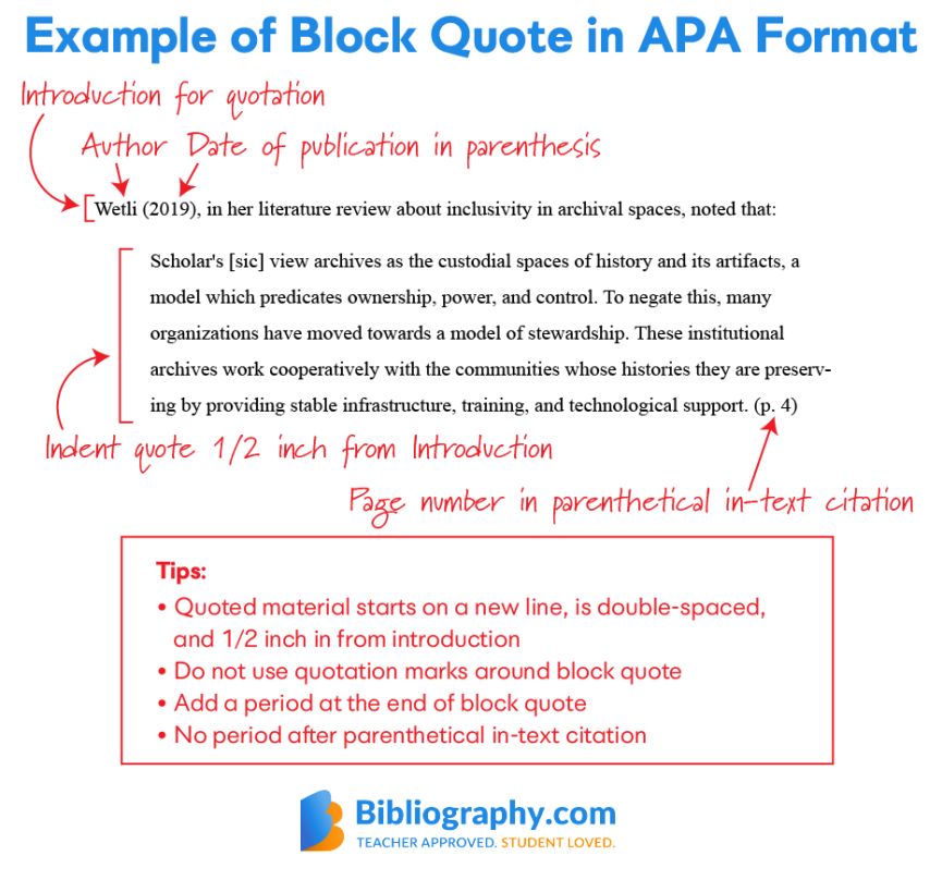 APA Block Quote Format  Bibliography