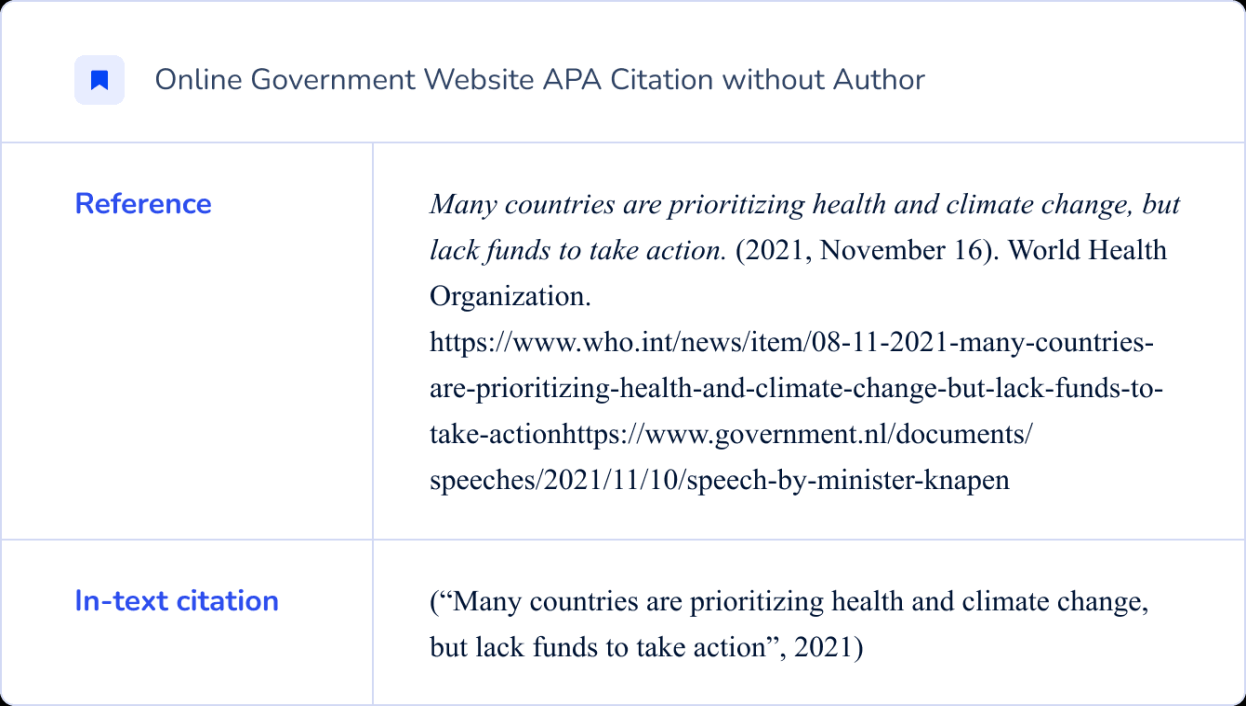 How to Cite a Government Website in APA Style & Examples
