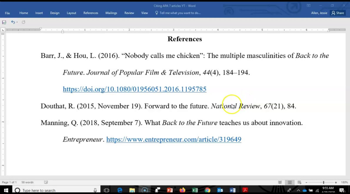 how to cite articles on references page apa th edition 0
