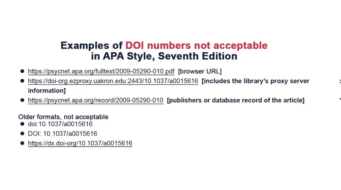 New Format of the DOI Number in APA Style, th ed