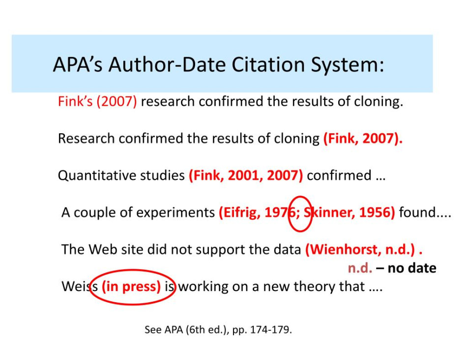 PPT - Citing Sources Using APA (th ed