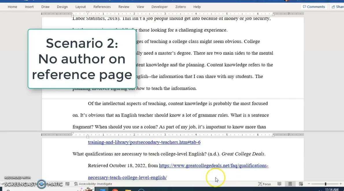 apa in text citation with no author 0