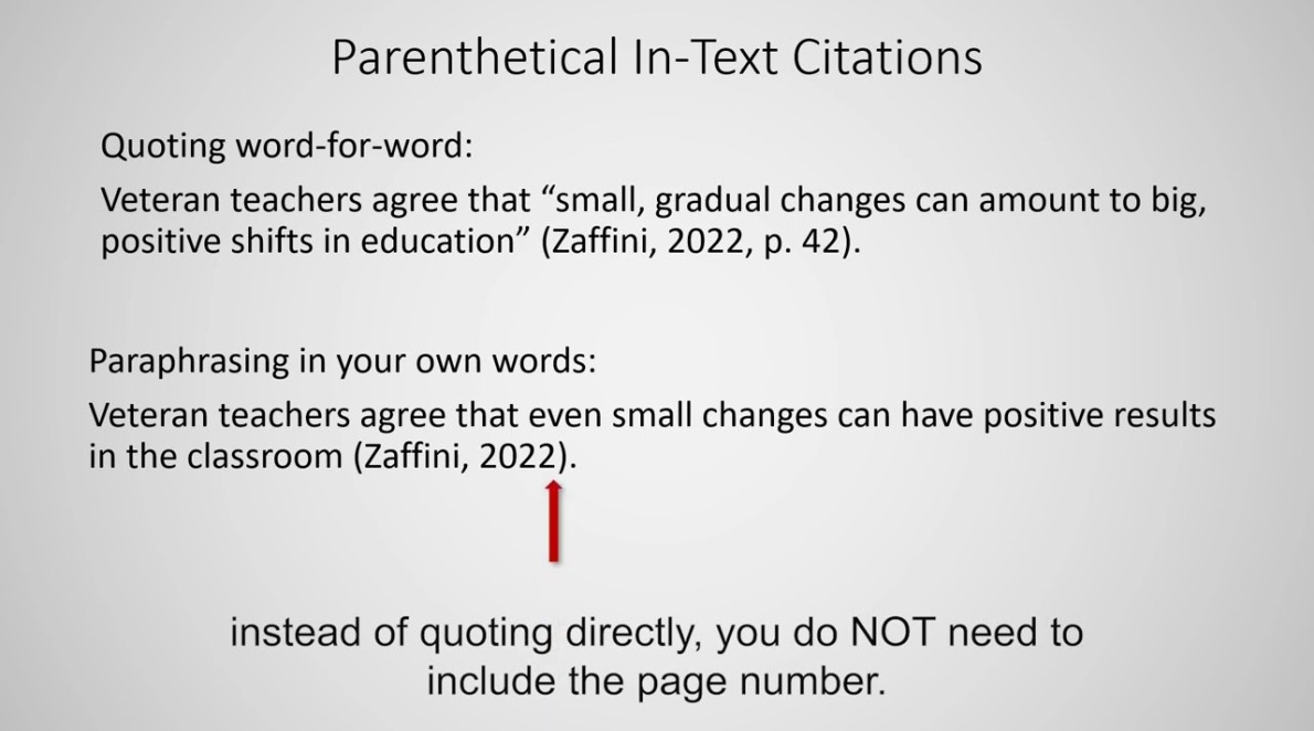What is an in-text or parenthetical citation? - Ask NWTC